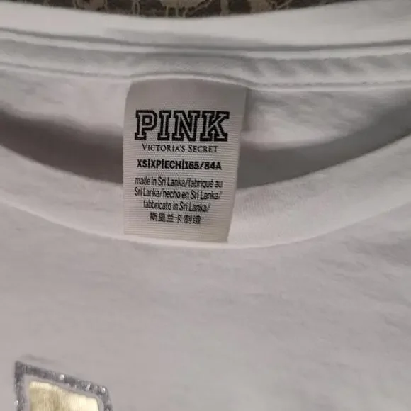 Victoria's Secret Women's White and Gold Tshirt - Picture 3 of 4